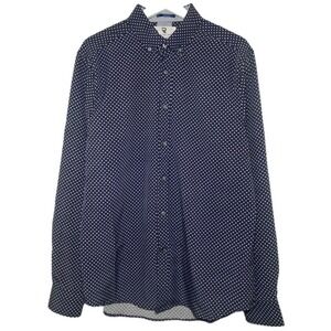 International Report Shirt Mens Medium 4 Way Stretch Blue Geometric Long Sleeve